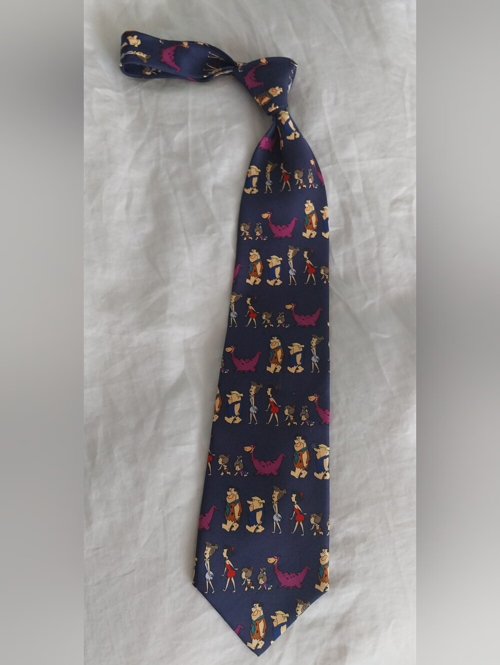 Made In Italy Silk Fringe Stone Cartoon Tie